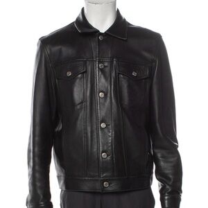 SANDRO Men's Black Leather Jacket